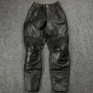Women's Black Leather Biker Skinny Pants